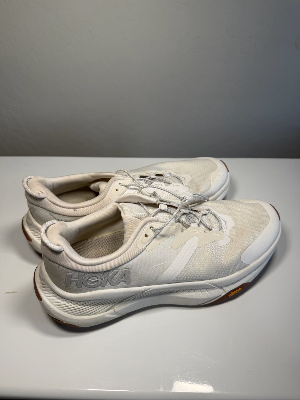 Hoka Transport White / Gum Walking & Trail Shoes 9.5